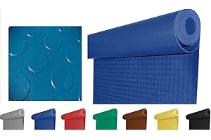 Mugar- Suelo de Goma Antideslizante - Pavimento de círculos | Suelo de Caucho | Colores Decorativos | Rollo de la Medida seleccionada (Azul, 1x2m)