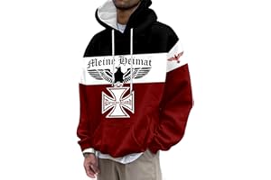 Rrongwn Deutschland Hoodie Deutscher Adler Druck Kapuzenpullover Sportlicher Sweatshirt Oversize Classic Hoody Langarm Pullover Passform Bequem Top