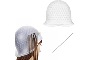 HFMYGS Highlight Haar Kappe mit Strähnennadel, Silikon Strähnchenhaube Set, Silikon Highlight Kappe mit Löchern, Strähnchenhaube Wiederverwendbar für Professional Salon und Haus Haarefärben (1 Stück)