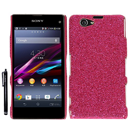 Hunye 5in1 Accesorios Set  4 x Carcasa para Sony Xperia Z1 Compact Funda  negro  rosa  oro  azul claro  Tapa Hardcase purpurina Cover y 1 x Stylus Pen
