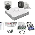 HIKVISION 4 Channel DVR with 5 MP 1 Dome & 1 Bullet Cameras with Audio Recording + 500 GB HDD + (3+1) Cable roll + 4 CH Power Supply + USEWELL BNC & DC Full Combo Kit