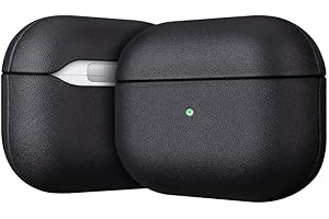 Haobobro Etui z prawdziwej skóry do AirPods Pro – ręcznie wykonane skórzane etui AirPods Pro – etui ochronne AirPods Pro – etui ochronne ze skóry bydlęcej – etui skórzane AirPods Pro, czarne