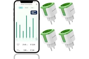 WLAN Steckdose mit Strommessung - GreenSun Stromzähler für Steckdose mit VeSync APP Stromverbrauch Energiekostenmesser ZeitschaltuhrSteckdose Sprachsteuerung mit Alexa Stromzähler 4PC