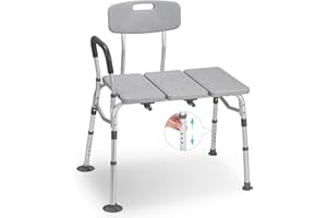 Careboda Panca di trasferimento e sedia da doccia per vasca da bagno, panca da doccia regolabile e sedile da bagno con schienale e morbido supporto per braccioli, per anziani e anziani, capacità di