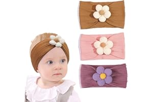 RVYEIOP 3 Stück Diadema Bebé Niña Diademas de Nylon Elástico Hechas a Mano para Recién Nacidos Niños Pequeños