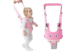 IULONEE Ayudante para caminar para bebés Asa ajustable Asistente para caminar para niños pequeños Niño de pie y para caminar Riendas de cinturón Arnés de seguridad para niños de 7 a 24 meses (Rosa)