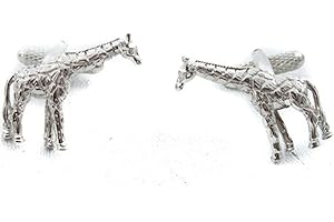 PREMIER LIFE STORE Rhodium Plated Giraffe Cufflinks Cuff Links Boxed Gift