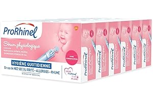 Prorhinel Lot de 6 Sérums Physiologiques. Hygiène Quotidienne pour Nez Sec ou Irrité, Allergie et Rhume. 180 Unidoses. Fabriqué en France