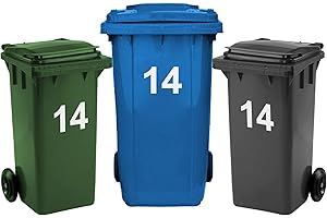 Rubigo 3 x Bin Numbers for Wheelie Bins, 0-99, 17.5cm Dustbin Stickers, Easy Application Stick On Number Stickers - Weatherproof Self Adhesive Vinyl (14)