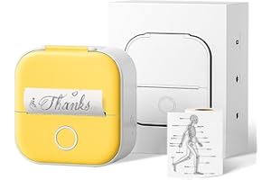 ASprink Stampante Portatile per Smartphone – Mini Stampante Multifunzione per Cellulare – Stampante Fotografica per Telefono Cellulare T02 Mini Stampante Bluetooth per Foto, Etichette - Giallo