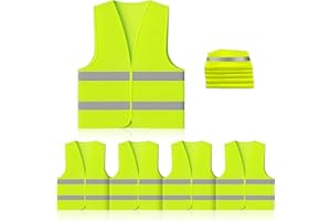 PRZRAO 5 Pcs Gilet de Sécurité, Jaune Gilet de Sécurité Réfléchissant, Gilet Fluorescent de Sécurité, Gilet de sécurité Haute visibilité pour aux Secours Routiers de Nuit