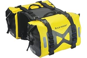 WILD HEART Bolsa Impermeable Bolsa de alforja para Motocicleta 50L Bolsa de depósito Bolsa Lateral de Motor (Amarillo) (Amarillo)