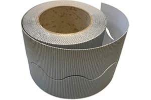3 Ace Crafts Size 57mm x 15m (Silver) Corrugated Display Borders Roll for School Classroom Decorations, Bulletin Boards and Crown Making Crafts, Scalloped Edge Border Rolls Fade Resistant