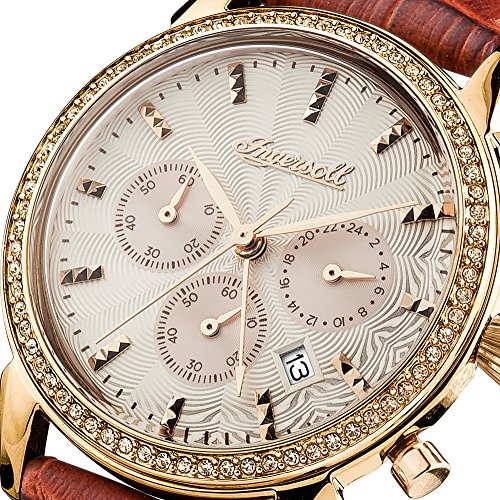Ingersoll Damen Chronograph Quarz Uhr mit Leder Armband I03902