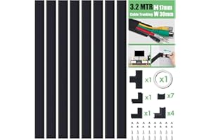 MUDEELA Cable Trunking Kit, Cable Concealer, Cable Tidy Cable Raceway, Cable Management Kit for Home Office - 8X L400mm, W30mm H17mm, Black