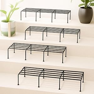 TrustBasket Bold Plant Stand | 24 Inch, Set of 4 | Durable 9 Layer Coating Anti-Rust Metal | 80 KG Capacity | Plant Stands for Outdoor Balcony & Indoor Living Room | Pot Stands for Plants in Balcony | Black