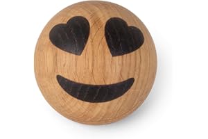 Spring Copenhagen Heart Eyes - Holz-Emoji-Kugel | Holzfigur | Durchmesser 7 cm | Heimdekoration | Kinderzimmer-Schmuck | Holz (FSC-Eiche) | Spring Emotions Kollektion | Design von mencke&vagnby