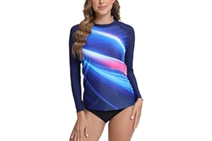 SURFEASY Camiseta de natación para Mujer, de Secado rápido, de Manga Larga, protección Solar, Surf Rashguard
