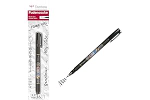 Tombow WS-BS Fudenosuke - Pluma escobilla, punta blanda, tinta negra