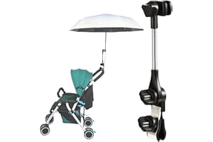 CHARMNAIL Supporto Ombrello Universale 360° Regolabile, Ombrellino per Passeggino, Sedia a Rotelle, Girello, Sedia da Campeggio, Sedia da Spiaggia, Bicicletta