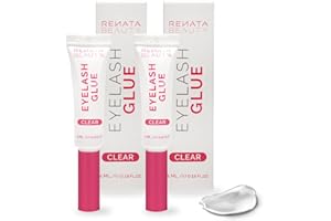 RB RENATA BEAUTY Renata Beauty Pack de 2 Pegamentos Transparentes para Pestañas Postizas, Resistente al Agua, Fijación Todo el Día, Tubos de Doble Aplicación, Hipoalergénico, Adhesivo Transparente, 2x4ml