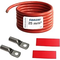 EBROM Batteriekabel 35 Mm² Rot + Variable Polklemme – Länge Wählbar, Mit Kabelschuh M6-M12