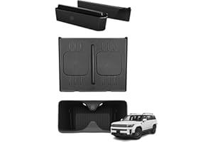 Muslogy Console Organizer Compatible with 2024 2025 Hyundai Santa Fe Accessories Middle Console Storage Box Phone Pockets & Wireless Phone Charging Mat & Cup Holder Inserts Drink Holder