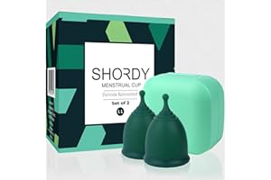 Shordy Reusable Menstrual Cups Set of 2 with Travel Box, Up to 12 Hours of Comfort-Fit Protection, Feminine Hygiene Protection, Odorless, Hygienic and Safe, Eco-Logical (Large (Pack of 2))