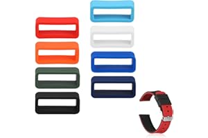AHQIZFX 8 Pcs Watch Band Keepers, 16mm Silicone Watch Strap Holder Loops, Rubber Watch Strap Keeper, Band Security Connector, Replacement Watch Band Fastener Rings for Smart Sport Watches Parts (Multi-Color)