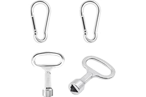 QINCLING 2 Stück Dreieck-Schlüssel, Dreikantschlüssel Mülltonne Metall Dreieck Steckschlüssel Dreikant Wasserhahn Schlüssel Universal Mit Karabinerhaken für Elektrokasten Gas Wasser Stromzähler Box Schrank