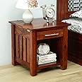 GF HOUSE Solid Wood Bedside Table for Bedroom | End Table | Wooden Bed Side Table | Solid Wood Side Table | Side Table with Drawer | Finish Color - Honey Finish