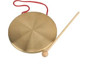 Yibuy 150mm Brass Instruments Copper Cymbals Opera Gong with Round Play Hammer Drumstick