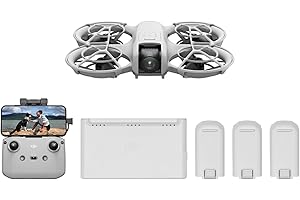 DJI Neo Combo Fly More, mini drone con fotocamera UHD 4K per adulti, 135g drone che vola da solo e ti segue, decollo dalla mano, tracciamento del soggetto, QuickShot, con RC-N3 e 3 batterie