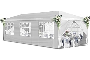 BONNLO Bonnol Tonnelle de Jardin 3x9m avec 8 Parois latérales Amovibles Protection UV 50+ imperméable Barnum Stable et résistant Gazebo de Jardin pour marchés Festivals Camping Mariages Blanc