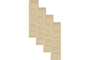 DecoMeister Puerta de Lamas Tipo Persiana de Lumbrera de Celosía de Madera Maciza de Pino Para Armarios Frente de Mueble con Listones Abiertos de Dimensiones 444x1700 mm Juego de Cuatro Piezas