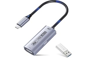 Guermok Scheda di acquisizione video USB 3.0 4K con PD 100W, 4K a 60FPS o 2K a 144FPS HDMI a USB-A/C scheda di acquisizione per streaming, funziona con Pad, tablet, MacOS, Switch2/1, laptop, PC