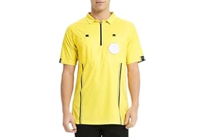 TopTie Camiseta Manga Corta Camisetas árbitro Disfraz Deporte Ropa Camisetas fútbol Polo T-Shirts con Dos bosillos Cremallera 1/4
