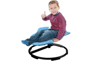 E-Solem Chaise Pivotante Sensorielle pour Enfants, Carrousel Jouet d'équilibre, Équipement de Physiothérapie, Entraînement de Coordination du Corps, Jouet Scientifique d'équilibre (Bleu)