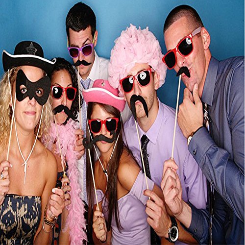 TOAOB Party Foto Fotorequisiten Fotoaccessoires Tabakspfeife, Kronen, Krawatten, Hüte, Fliegen, Bärte, Kussmünder, Brillen, Monokel für witzige lustige Bilder, egal ob Hochzeit, Geburtstag, Abschlussfeier oder jede andere Party Photo Booth Props set Packung mit 58 Stück - 7