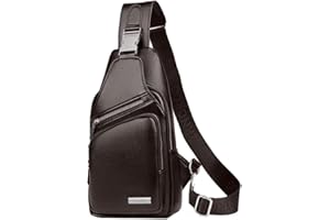 Leathario Men PU Leather Chest Bag Sling Bag Shoulder Bag Crossbody Casual Bag Pack Multipurpose