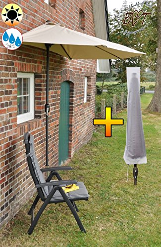 PREMIUM XXL Sonnendach Überdach, 300 x 150 cm / 3 m x 1,5 m Balkonschirm UV50+, Wandschirm/Halbschirm, halbrca. 200 g / m² Polyester, Schirm Sonnenschirm mit Hülle, US Style anthrazit-beige braun, dunkelgrau, grau robuster Schirm für Garten Strand, Picknick Lagerfeuer, robuster Schirm für Garten Strand, Picknick Lagerfeuer, Schwarz-schwarz, Klappschirm mit weichem Stoffbezug, PREMIUM XXL-Klappschirm, Gartenschirm extrem wetterfest, klappbar, tragbar, seewasserfest