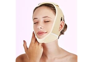 Thinp Ceinture de lifting facial, en V, réutilisable, bandage amincissant pour réduire et éliminer le double menton, beige