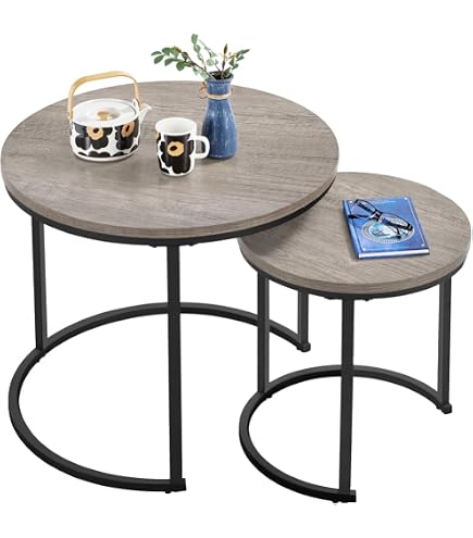 Relaxdays Lot De 2 Tables D’Appoint Empilables - Carrées Métal Noir - 2 Tailles Pour Salon Et Déco