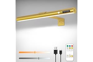 ‎ENCOFT ENCOFT Bilderleuchte Kabellos 5000mAh Dart Licht 40cm Bildbeleuchtung Akku mit Bewegungsmelder Wandlampe Dimmbar mit 3 Farbtemperaturen Darts Beleuchtung mit Fernbedienung Dartscheibe Licht Gold