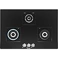 Bosch Built in Gas Hob Black Tempered glass Glass 3 Burner Auto Ignition 75 cm Italian Double Ring Burners (PND7B6B10I)