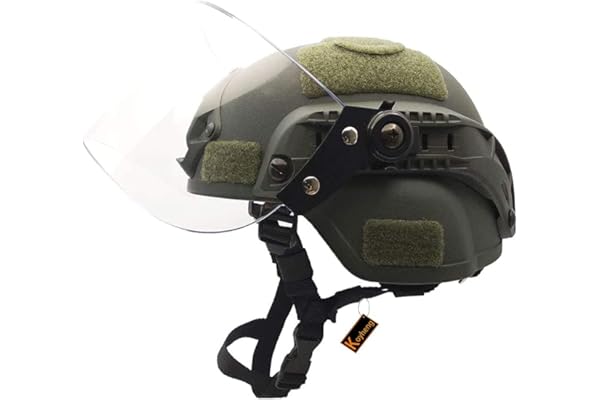 Koyheng Selewell Airsoft Mich 2000 ACH Casque Tactique avec visière Transparente NVG et Rail latéral