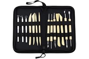 mreechan Outils de poterie,14 pièces Outil en Bois et Acier Inoxydable Argile Poterie,Outils de Sculpture Outils de Argile Poterie Modelage Artisanat Céramique DIY pour Débutants ou Professionnels