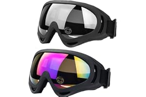 JTENG 2x Skibrille mit UV-Schutz & Anti-Beschlag für Herren & Damen - Ski Goggles für Brillenträger, Snowboard & Motocross