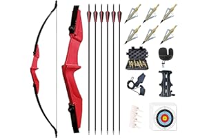 Monleap Archery 53" Takedown Recurve Bow and Arrows Set for Adults Longbow Kit Left and Right Hand Straight Bow for Beginner Hunting Shooting Practice