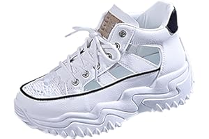 GENERISCH Sportschuhe Damen Ausgehöhlt - Schnürschuhe Damen Dicke Sohle High Top Turnschuhe Atmungsaktiv Bequeme Gesundheitsschuhe Outdoor Orthopädische Schuhe rutschfest Modische Walkingschuhe